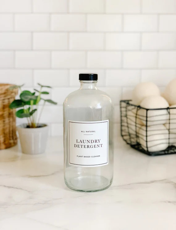 Square Laundry Detergent Label | Modern Font | Laundry label | Glass Bottle Label | Essential oil... | Etsy (US)