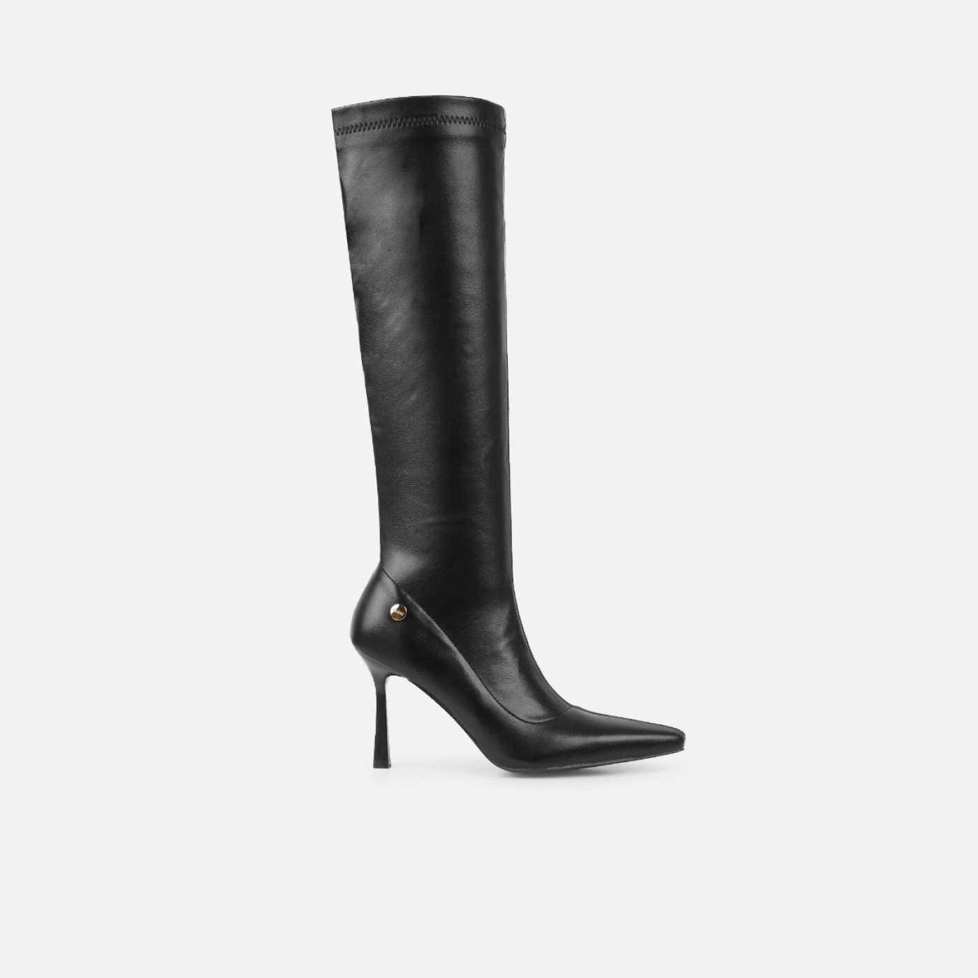 Fabbian Black Stretch Heeled Knee Boots | Simmi Shoes