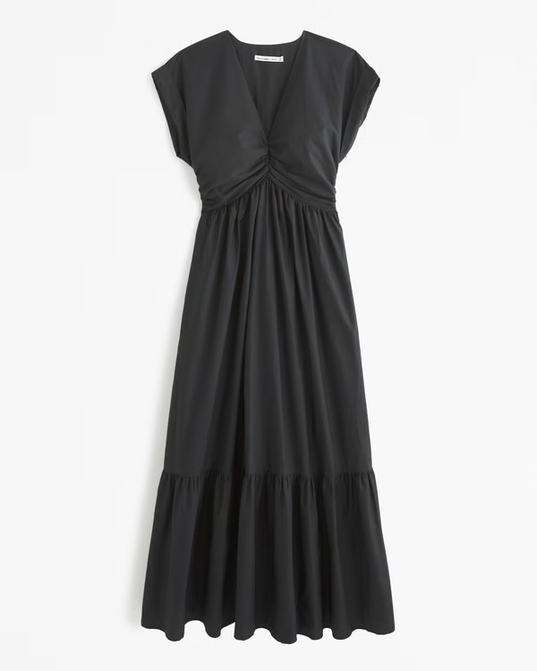 Women's Cinch-Front Poplin Midi Dress | Women's Dresses & Jumpsuits | Abercrombie.com | Abercrombie & Fitch (US)