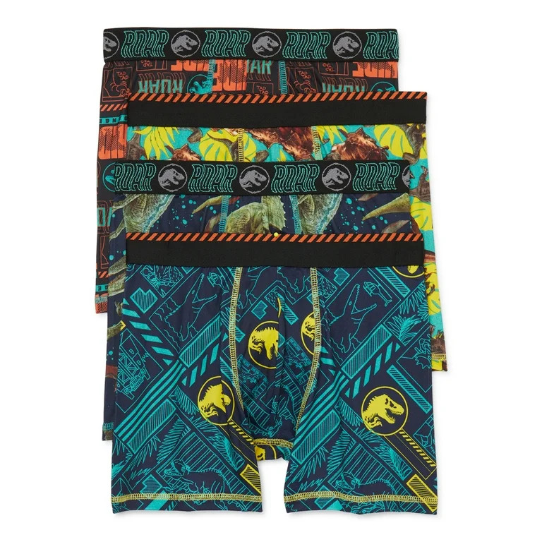 Jurassic World Boys Allover Print Boxer Briefs, 4-Pack, Sizes XS-XL | Walmart (US)