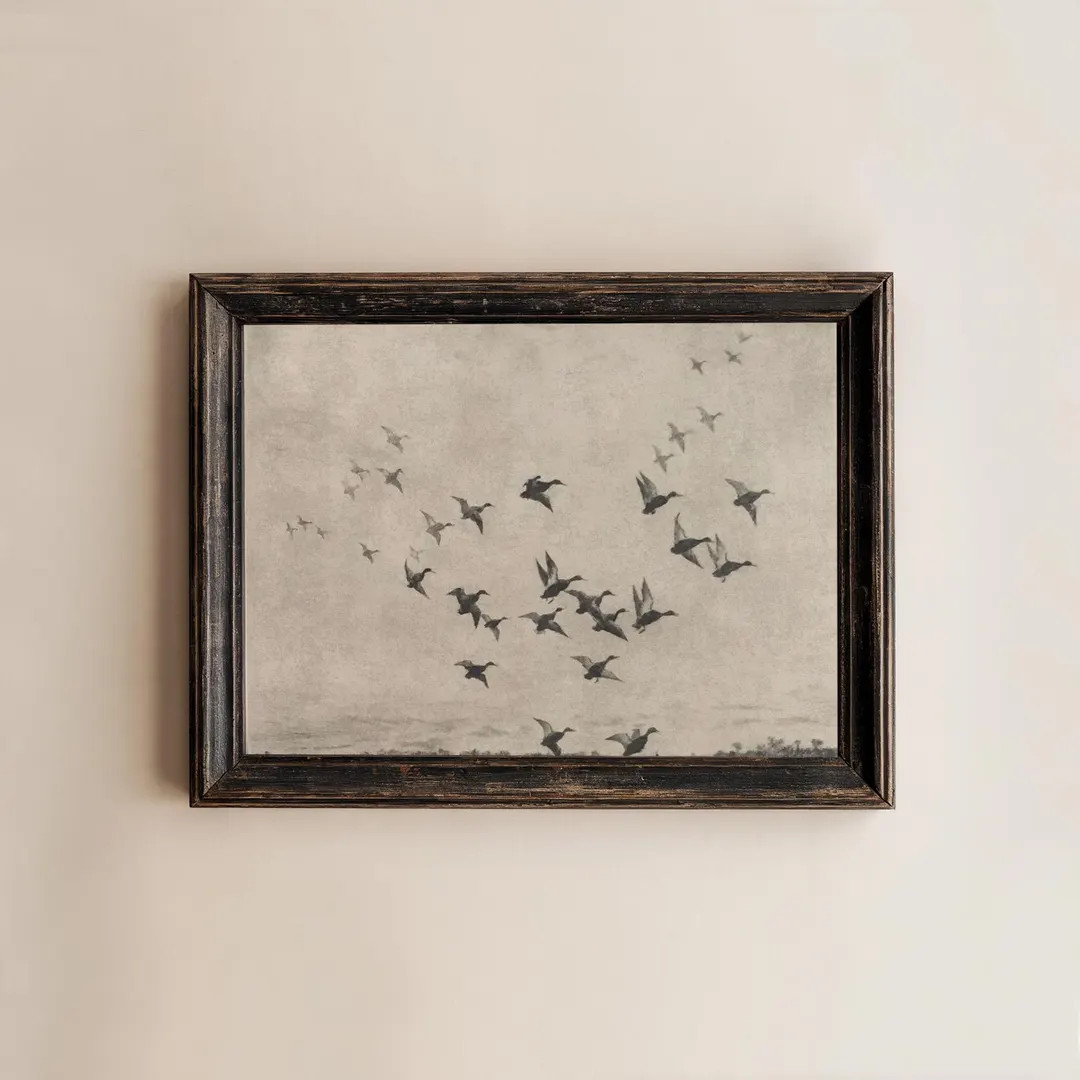 Neutral Flying Bird Painting, Abstract Beige Wall Art, Mid Century Modern Art Print, Beach House ... | Etsy (US)