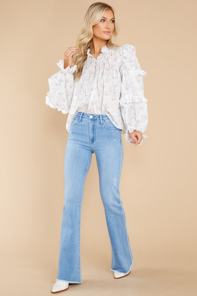 Flower Child White Floral Print Top | Red Dress 