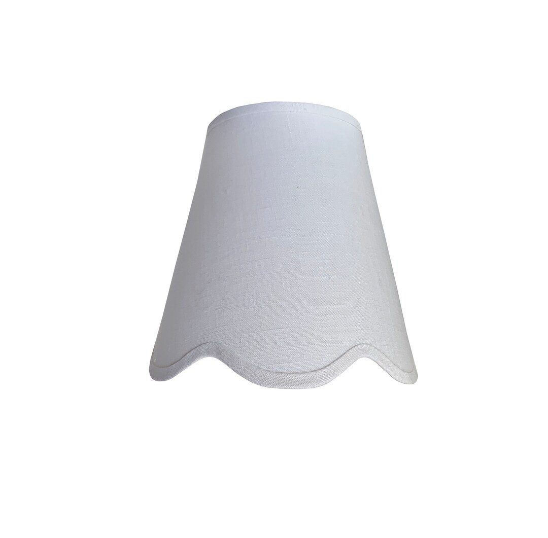 Scalloped White Linen Sconce Shade With Your Choice of Trim Color - Made to Order - Etsy | Etsy (US)