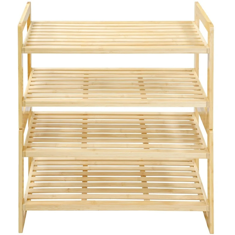 Bamboo Shoe Rack Kit, 4-Tier Bamboo Shoe Storage Organizer, Holds Up to 300 lb, for Entryway Bath... | Walmart (US)