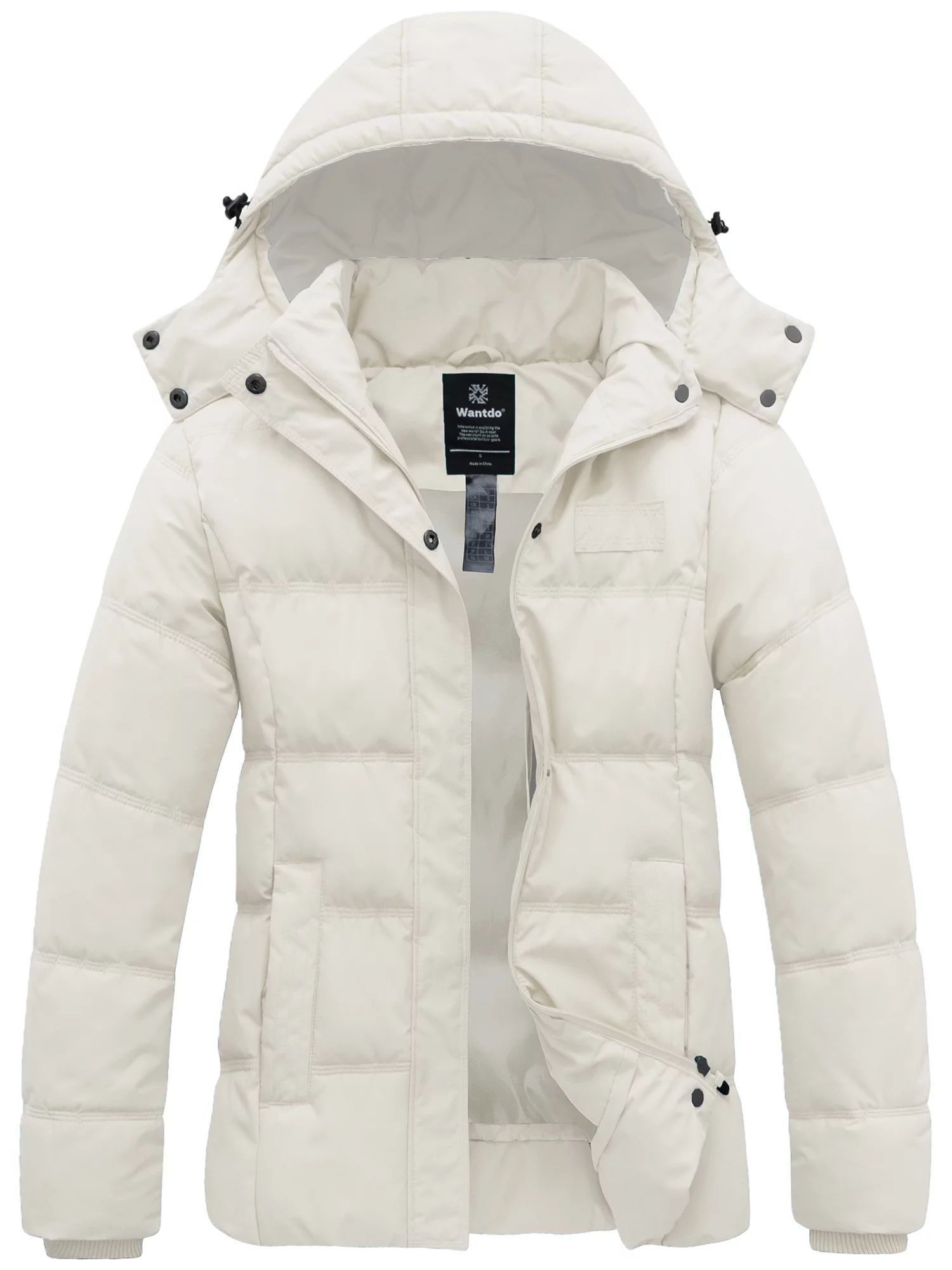 Wantdo Women's Puffer Jacket Insulated Puffer Coat Quilted Outerwear Jacket Beige Medium | Walmart (US)