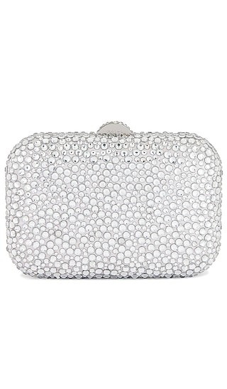 olga berg Casey Hot Fix Encrusted Clutch in Metallic Silver. | Revolve Clothing (Global)