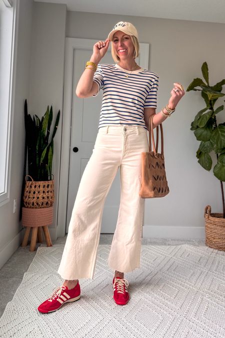 White, cropped jeans are a fantastic bottom option for summer! For work for evening out, or daytime. 

I sized up to a 6 in these- they run a little snug, but do you have some stretch! I always recommend going up a size in white denim for A. relaxed, flattering fit!

#LTKSeasonal #LTKFindsUnder100 #LTKOver40