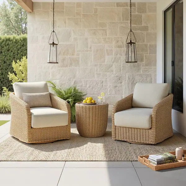 Spruce & Spring Patio Fruniture Outdoor Swivel Chair and Side Table - Bed Bath & Beyond - 4397199... | Bed Bath & Beyond