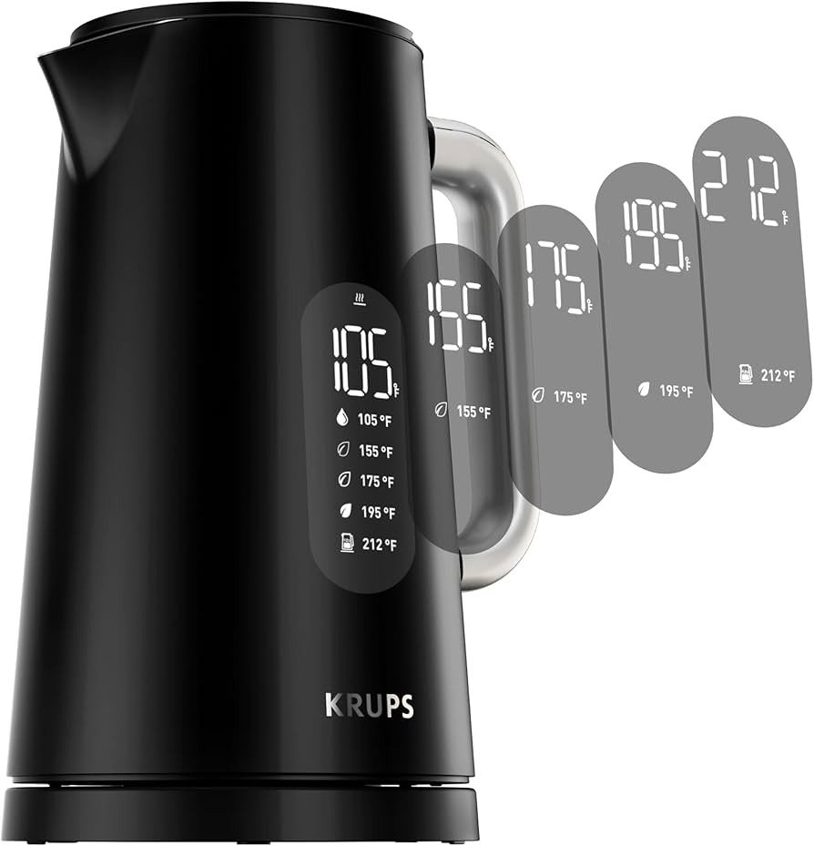 KRUPS Smart Temp Electric Kettle: 1.7L Capacity, 5 Precise Temperature Settings, Digital Display,... | Amazon (US)