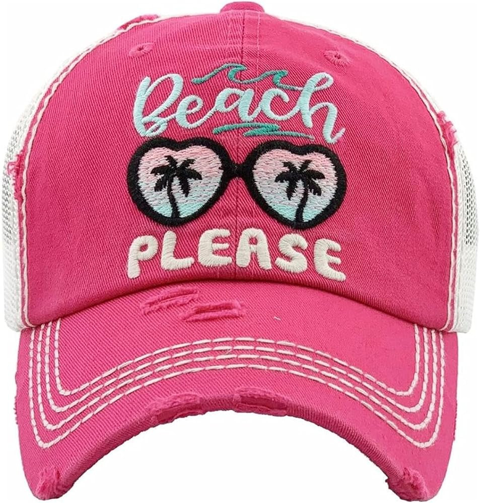 Beach Please Women's Vintage Cotton Mesh Baseball Hat | Amazon (US)