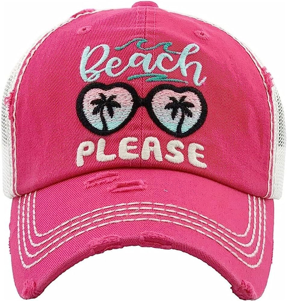 Beach Please Women's Vintage Cotton Mesh Baseball Hat | Amazon (US)