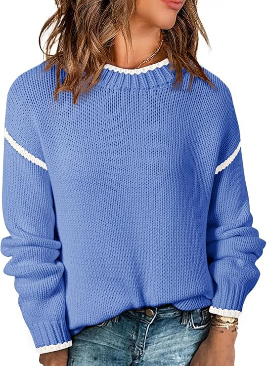 SHEWIN Womens Sweaters Crewneck Long Sleeve Knit Pullover Sweater Casual Fall Tops for Women 2025 | Amazon (US)