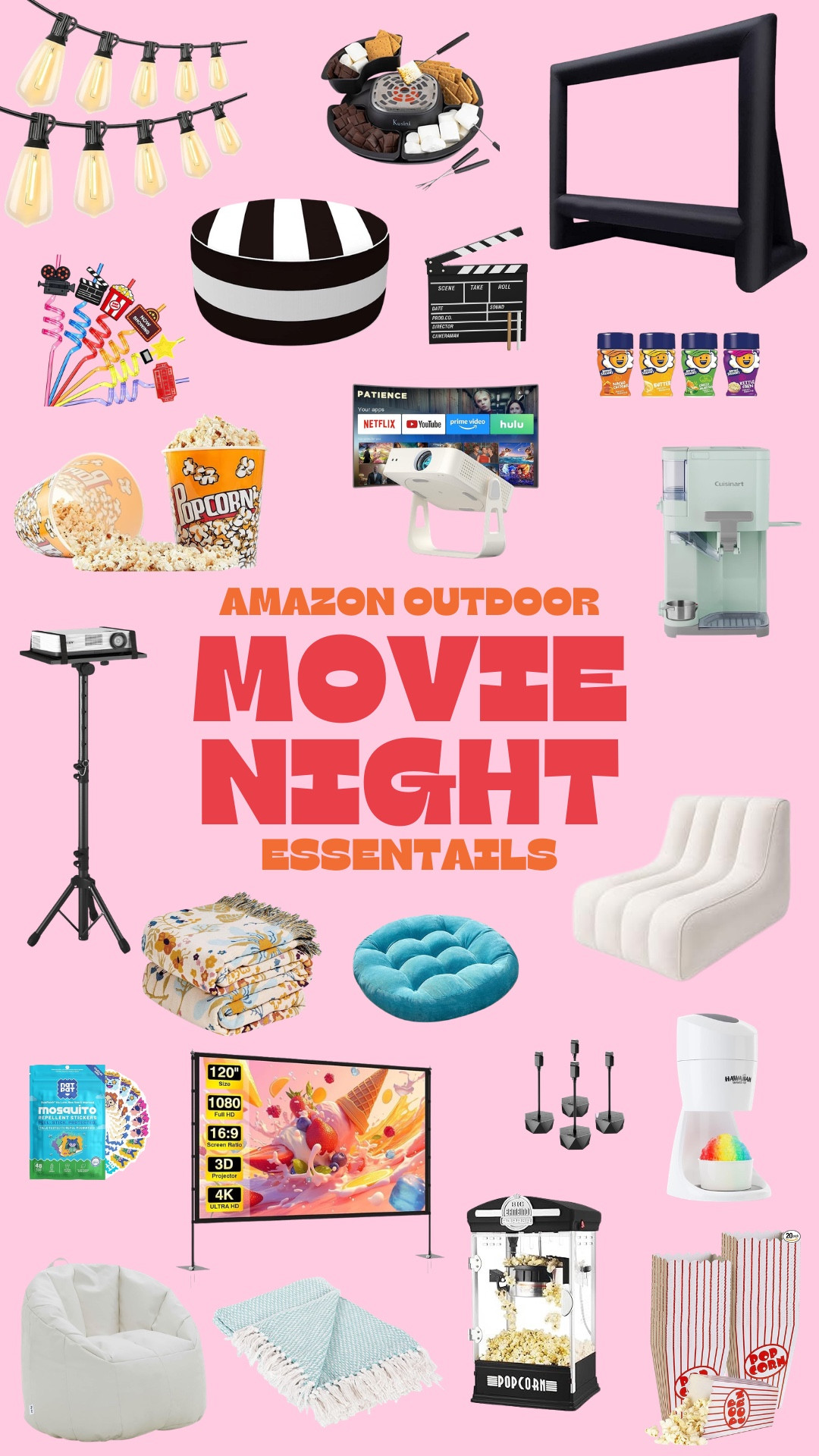If you haven’t had any outdoor movie night this summer this is your sign!!! 

Check out my full list of outdoor movie night essentials on my Amazon storefront🩷

#LTKSeasonal #LTKHome #LTKOver40