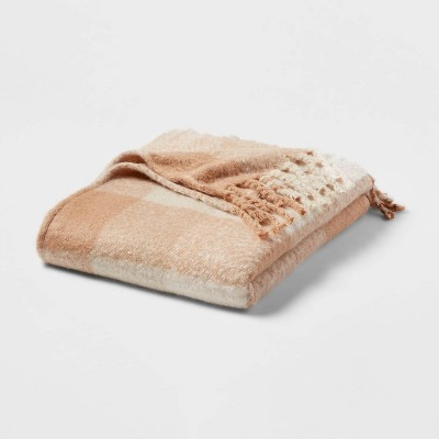 Faux Mohair Bed Throw Plaid - Threshold™: Acrylic Knitted, Fringe Detail, OEKO-TEX Certified, 60x80" | Target
