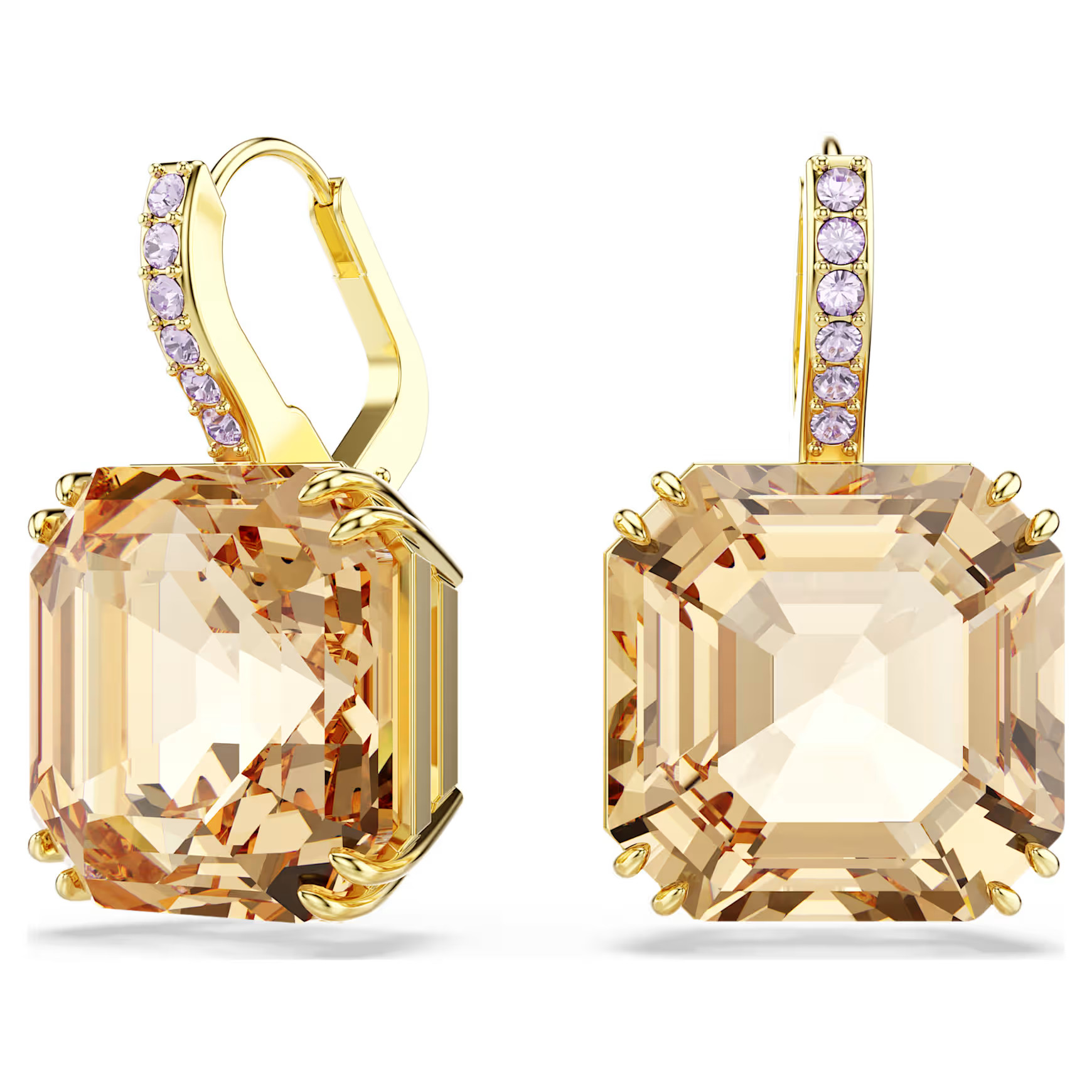 Millenia drop earrings, Mixed cuts, Caramel, Gold-tone plated by SWAROVSKI | SWAROVSKI