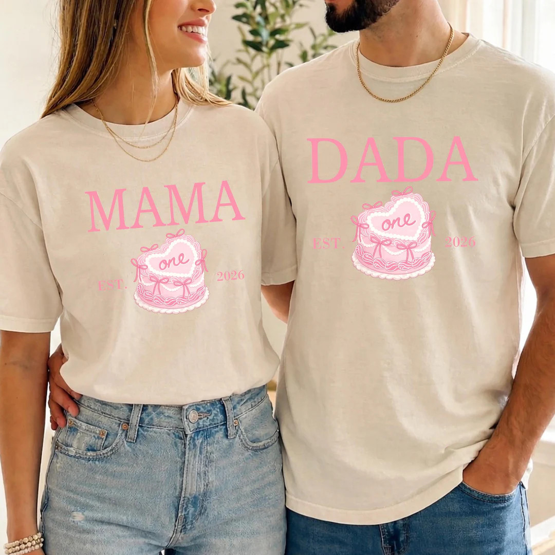 Comfort Colors\u00ae Mama Dada First Birthday Coquette Pink Bow Matching T-shirts (est. 2026) - E... | Etsy (Global)