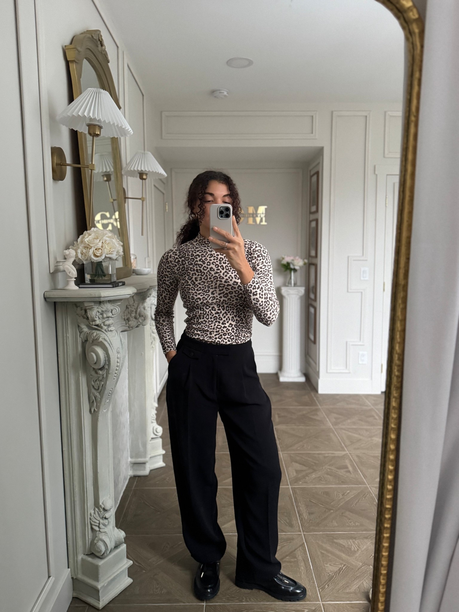 Style your black pants for your winter outfit with a leopard print turtleneck and oxford shoes 

#LTKootd #LTKSeasonal