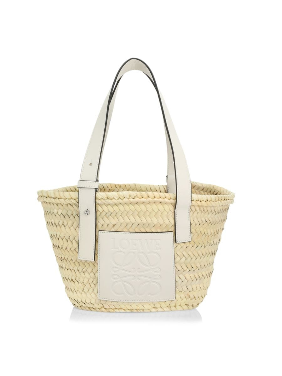 Shop LOEWE Small Leather-Trimmed Woven Basket Bag | Saks Fifth Avenue | Saks Fifth Avenue