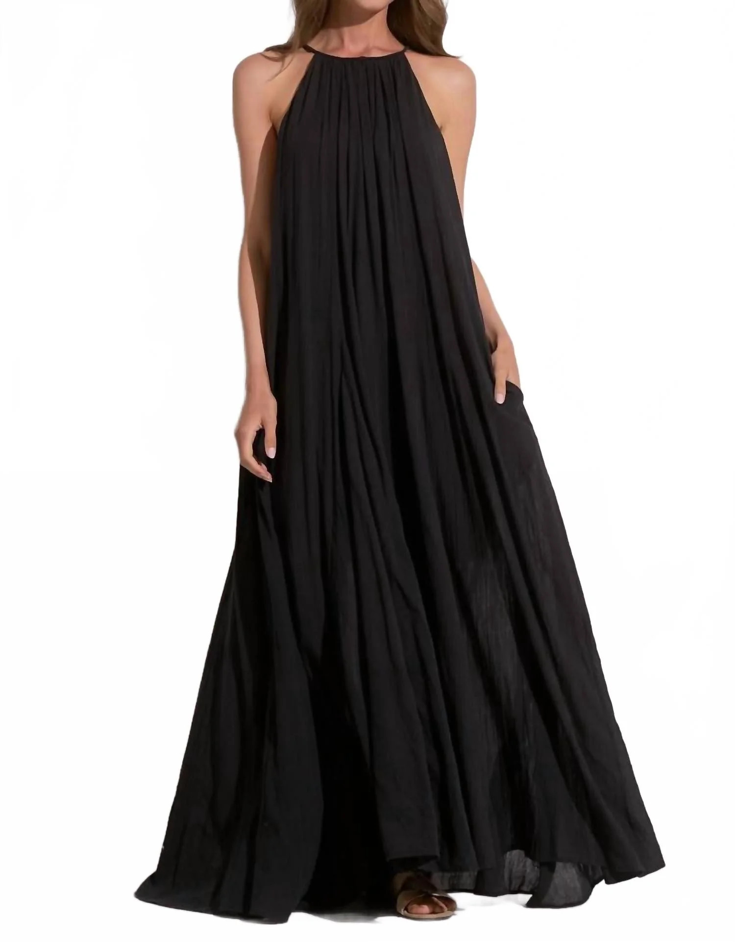 Halter Maxi Dress In Black | Shop Simon