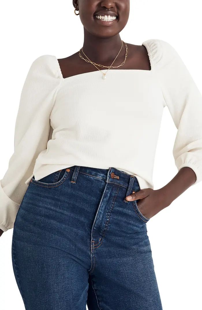 Crepe Square Neck Puff Sleeve Top | Nordstrom