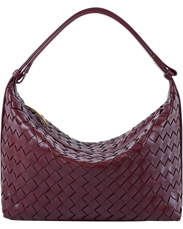 Vegan Leather Woven Tote Handbag, Top-handle Shoulder Bag, Woven Leather Pure Underarm Purse, Clu... | Amazon (US)