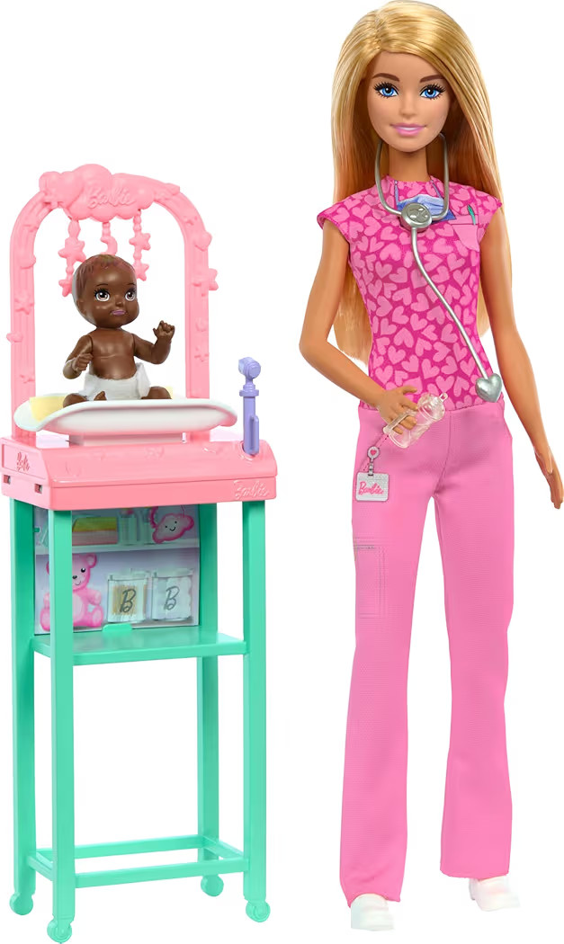 Barbie Baby Doctor Fashion Doll, 1 Baby Doll with Accessories & Furniture
        Blonde, Wearing... | Amazon (US)
