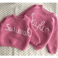 Personalized Hand Knit Baby Sweater Custom Name, Cotton Blend | Etsy (US)