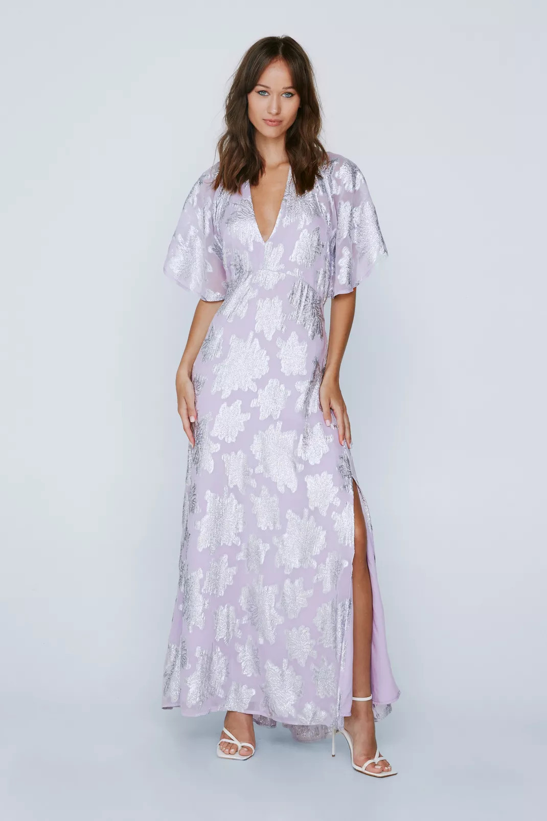 Petite Angel Sleeve Metallic Maxi Dress | Nasty Gal UK (+IE)