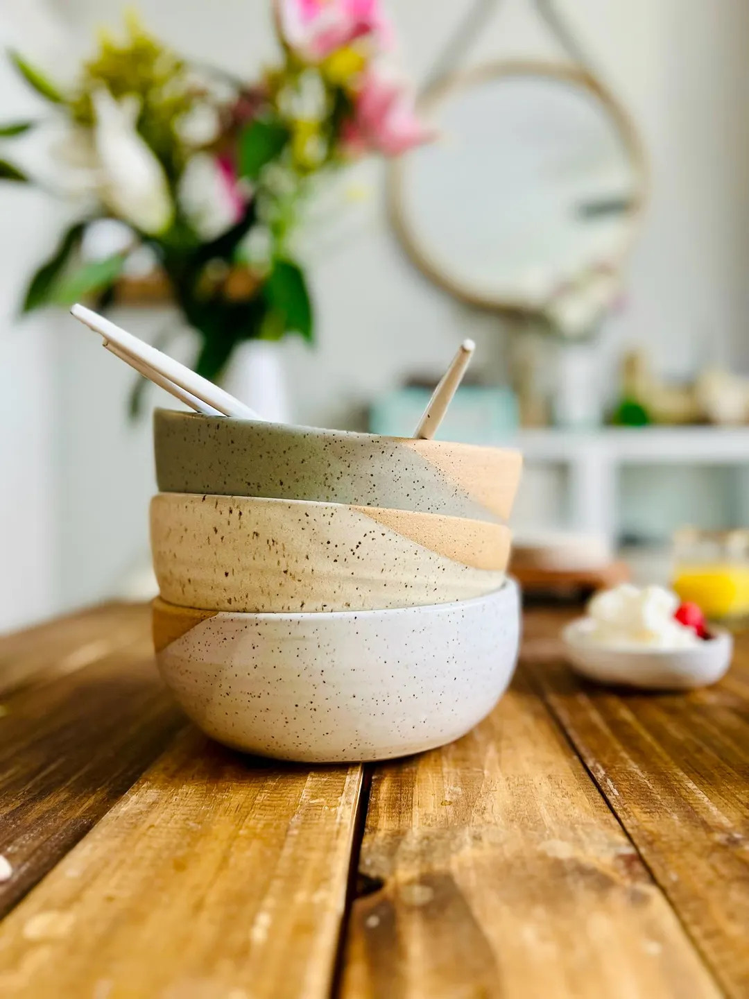 Wide Bottom Ceramic Rice Bowl: Handmade Artisan Stoneware Cookware - Etsy | Etsy (US)