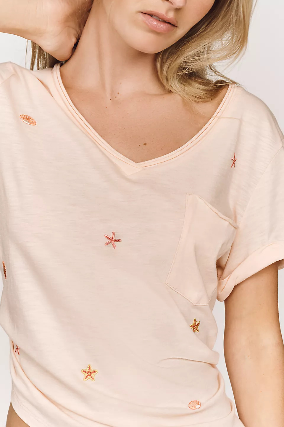 Quinn Drapey V-Neck Tee | Anthropologie (US)