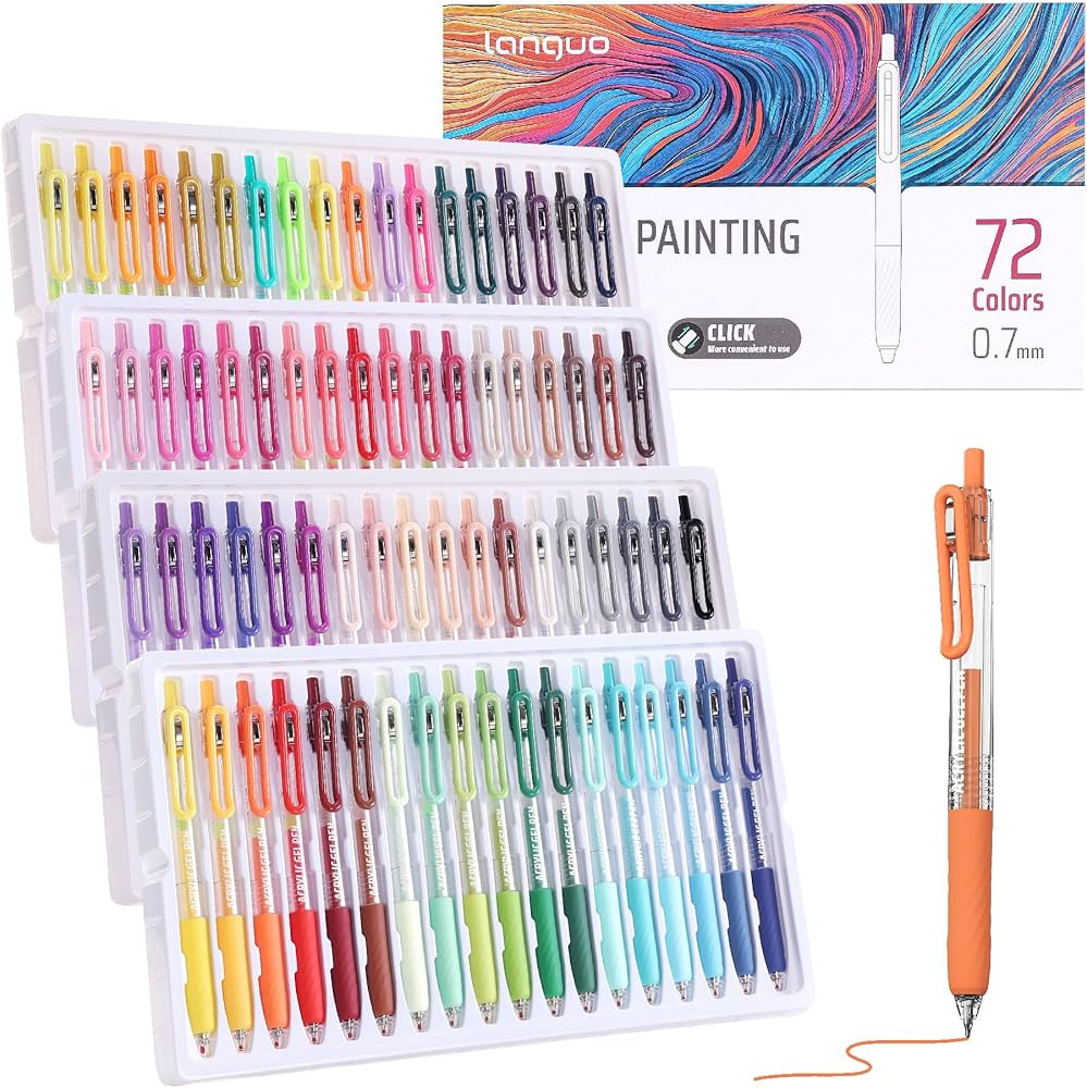 Acrylic Gel Pens for Coloring, 72 Colors Click Acrylic Paint Pens Set with 0.7mm Tip for Adult Co... | Amazon (US)
