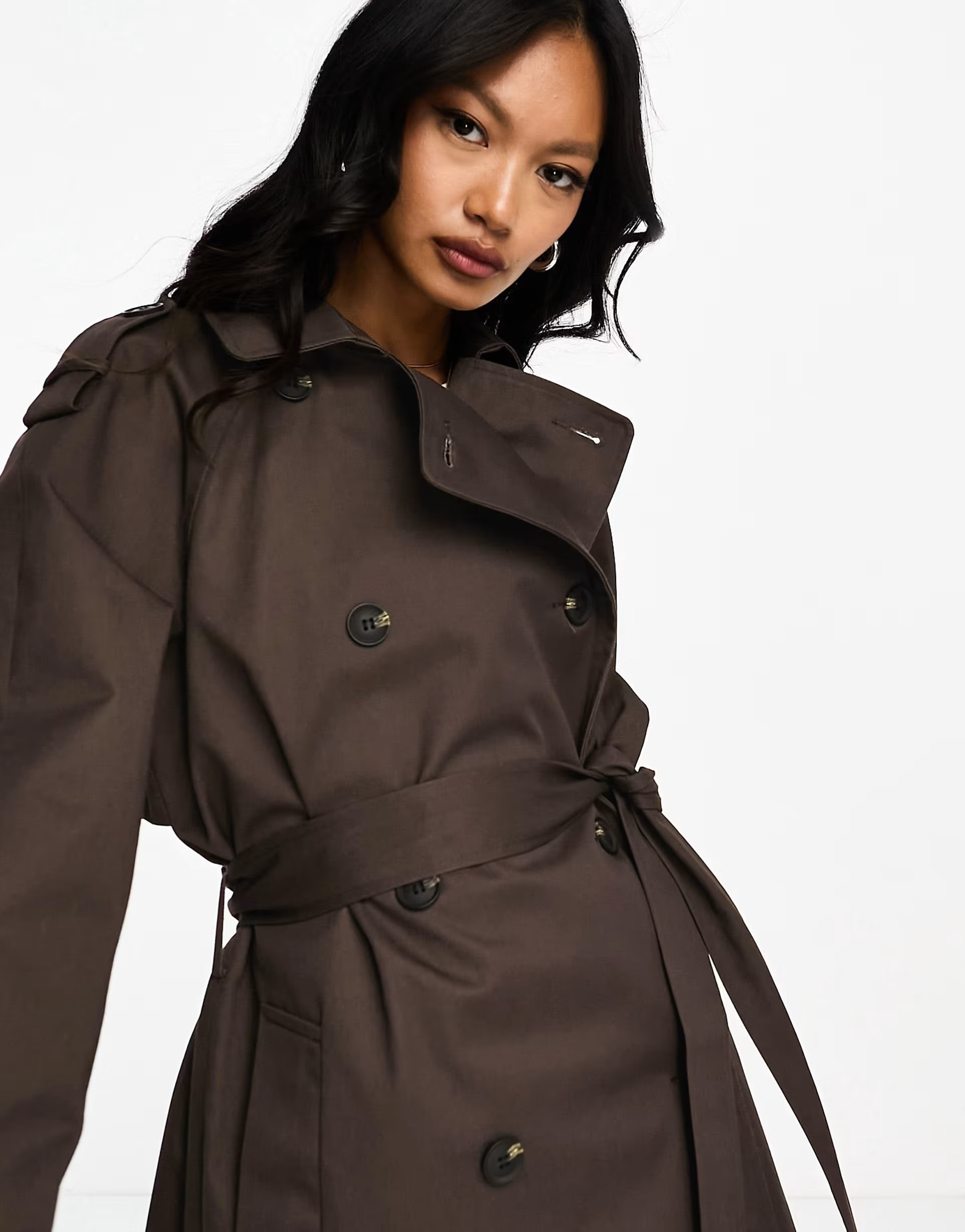 ASOS DESIGN longline trench in chocolate | ASOS (Global)
