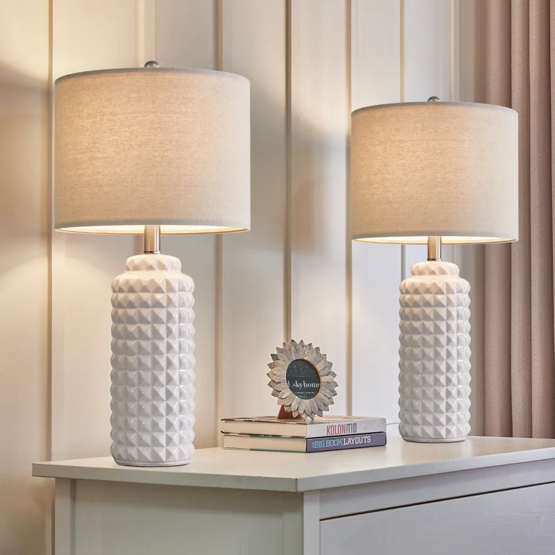 Ceramic Table Lamp, 24.5" Modern Cabinet Lamp Bedroom Living Room Lamp Coffee Table Lamp (Set Of ... | Wayfair North America