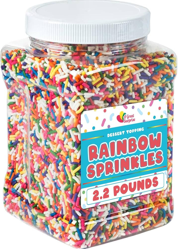 A Great Surprise Rainbow Sprinkles - 2.2 Pounds - Bulk Rainbow Jimmies for Cookies - Birthday Cak... | Amazon (US)