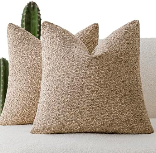 Foindtower Pack of 2 Textured Boucle Throw Pillow Covers Accent Solid Pillow Cases Cozy Soft Deco... | Amazon (US)