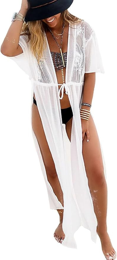 Women's Long Lace Swimsuit Bikini Cover Up Maxi Beach Dress Bathing Suit | Amazon (US)