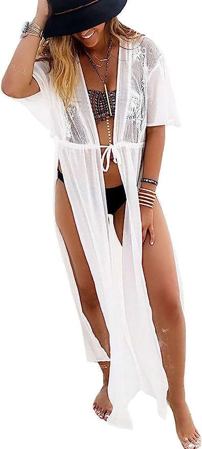 Women's Long Lace Swimsuit Bikini Cover Up Maxi Beach Dress Bathing Suit | Amazon (US)