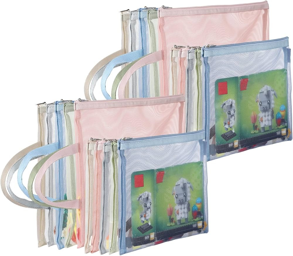 TrueLux 20 Pack Colored Mesh Zipper Pouch Bags, Nylon Puzzle Building Block Sets Toy Storage and ... | Amazon (US)