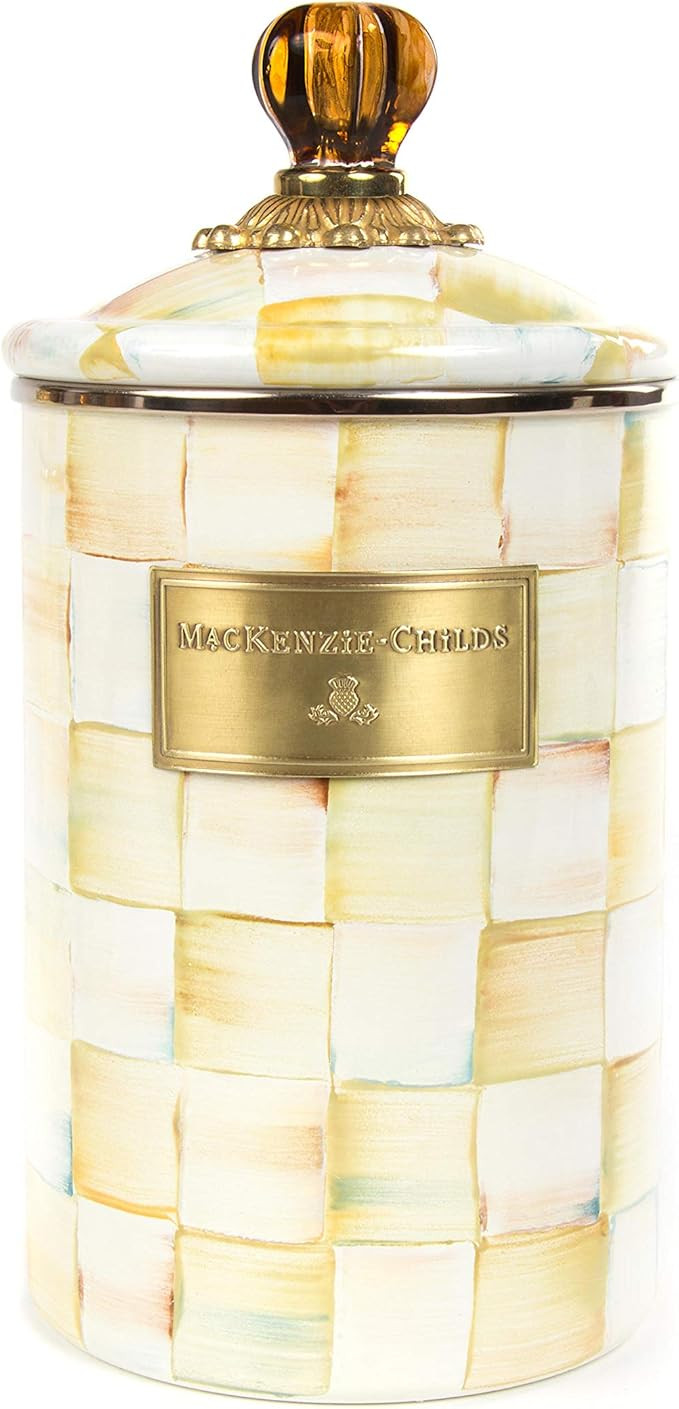 MacKenzie-Childs Parchment Check Canister, Sugar, Coffee, or Flour Container with Lid, Cream-and-... | Amazon (US)