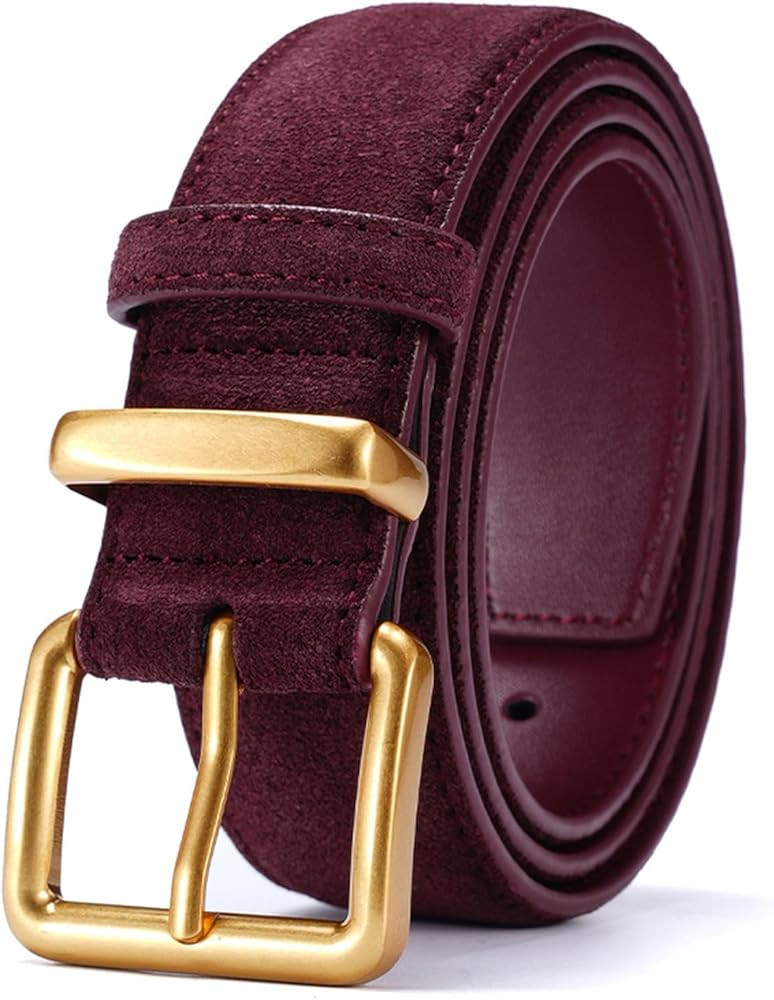 Wide Suede Belt Women Genuine Leather Ladies Waist Belt for Jeans Dress Casual Square Gold Buckle | Amazon (US)