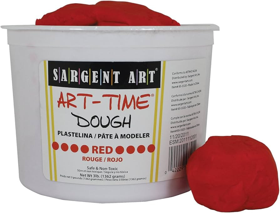 Sargent Art 3-Pound Art-Time Dough, Red, Non-Toxic, Very Malleable, Adaptable, Easy Storage, Reus... | Amazon (US)