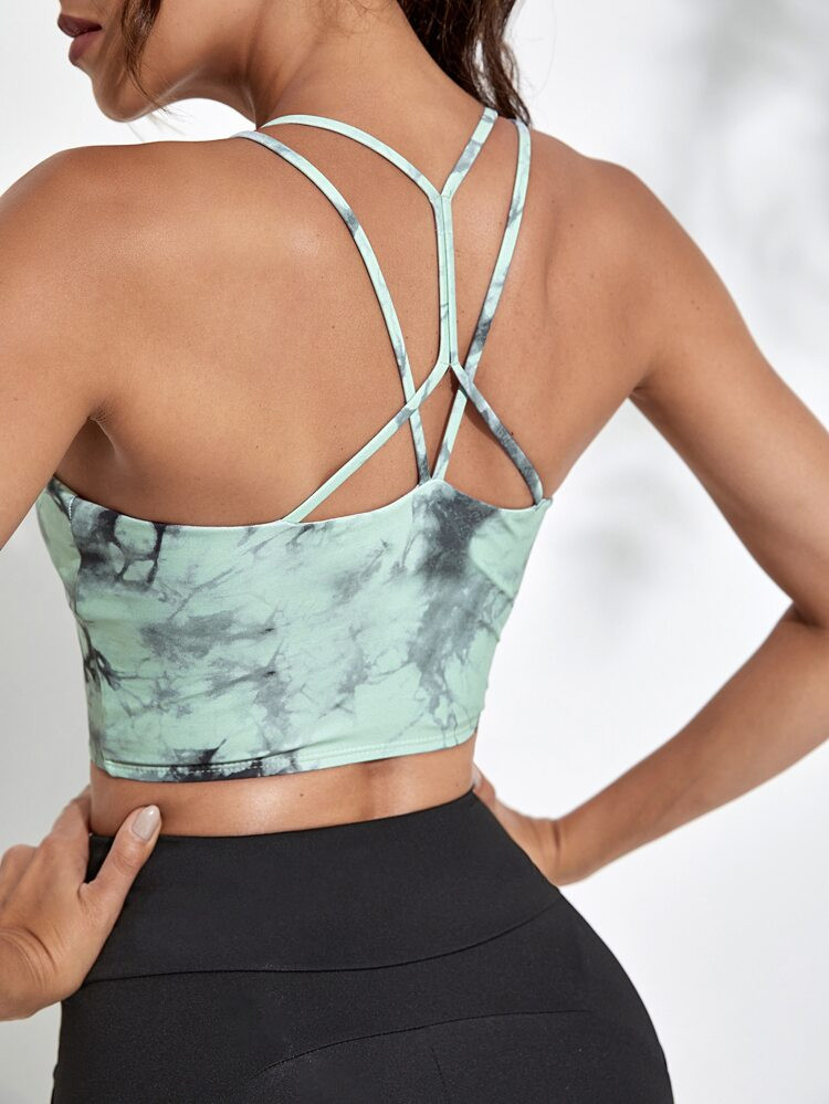 High Support Tie Dye Strappy Sports Bra | SHEIN