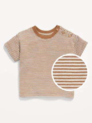 Unisex Printed Buttoned-Shoulder Textured-Knit T-Shirt for Baby | Old Navy (US)