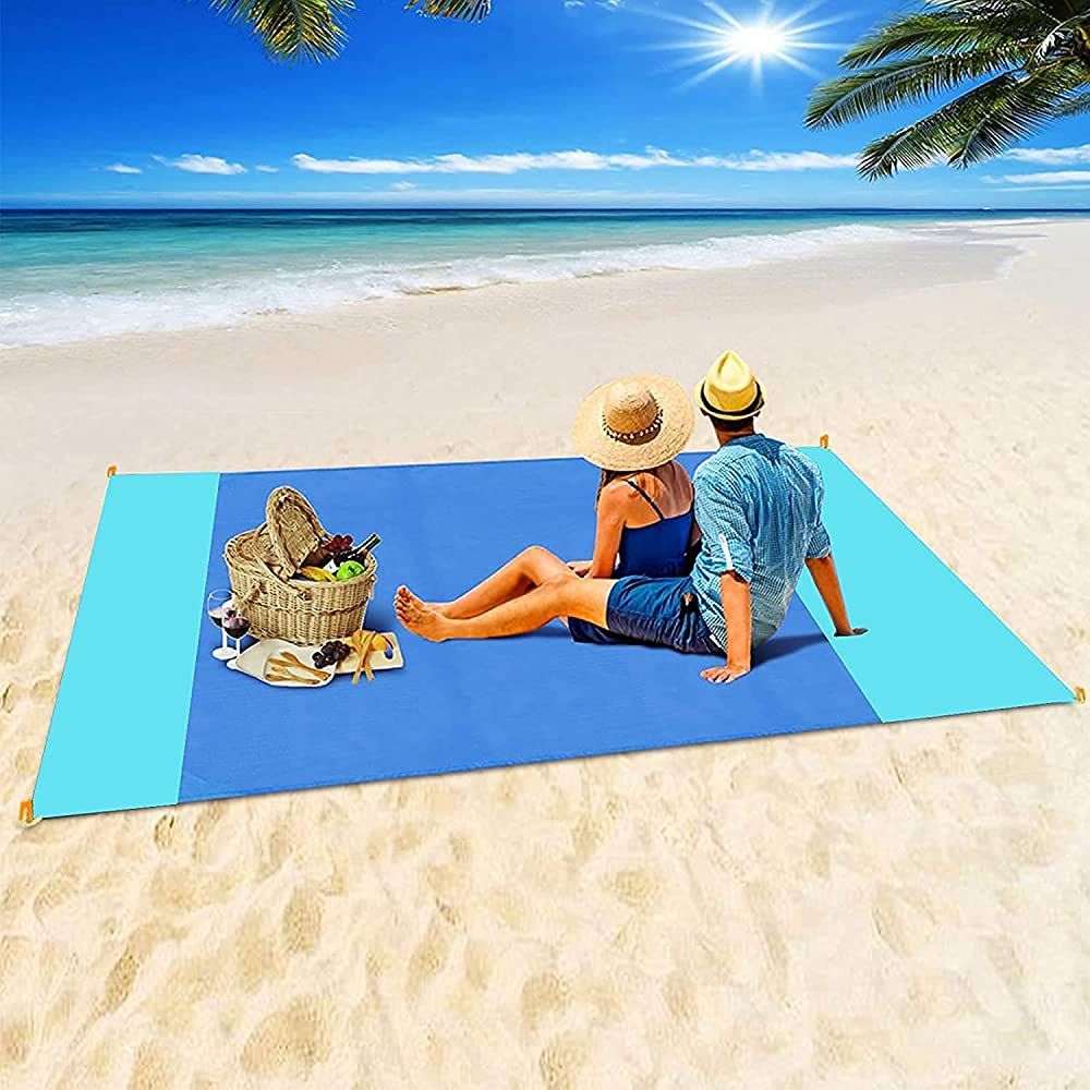 Beach Blanket, Beach Mat Sand Free Waterproof 79" X 83" Suitable for 4-7 Adults, Waterproof Light... | Amazon (US)