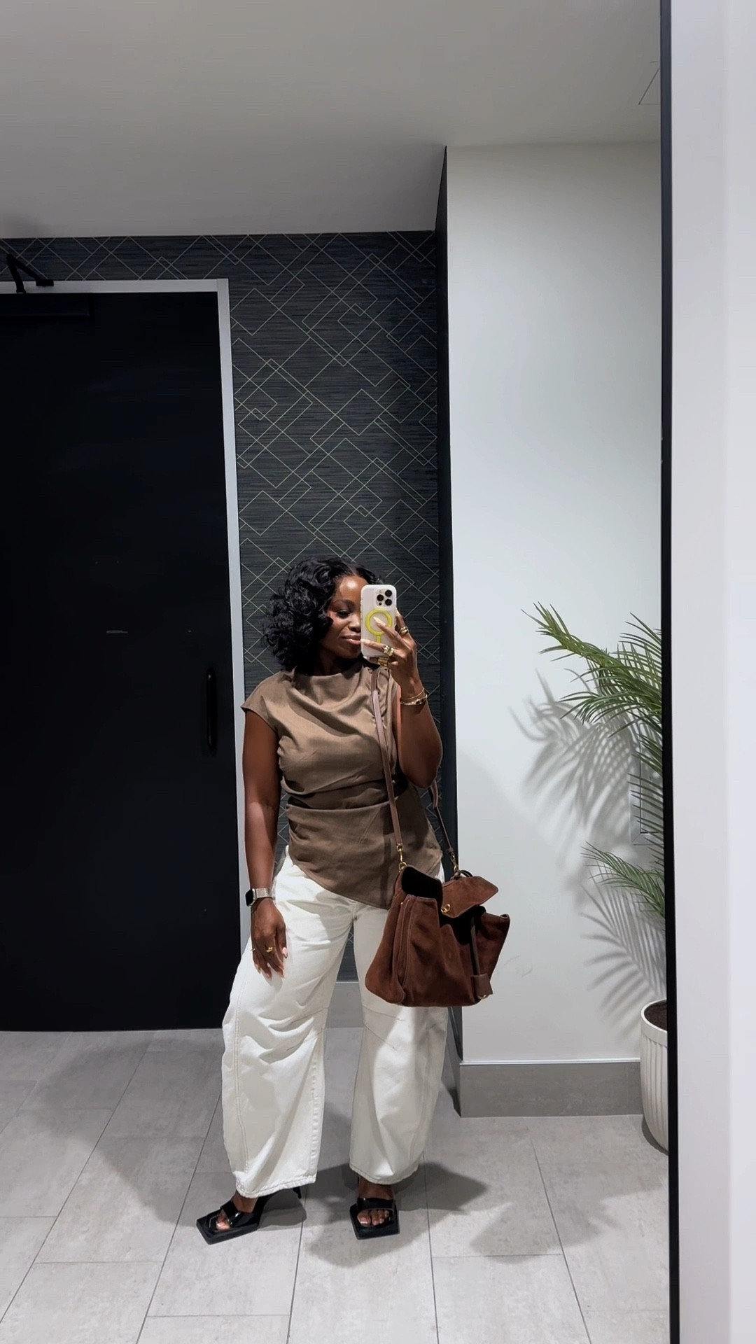 Work outfit — brown chocolate blouse & white barrel jeans.

#LTKSeasonal #LTKPetite #LTKStyleTip