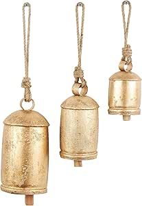 Deco 79 Metal Tibetan Inspired Meditation Decorative Cow Bell with Jute Hanging Rope, Set of 3 10... | Amazon (US)