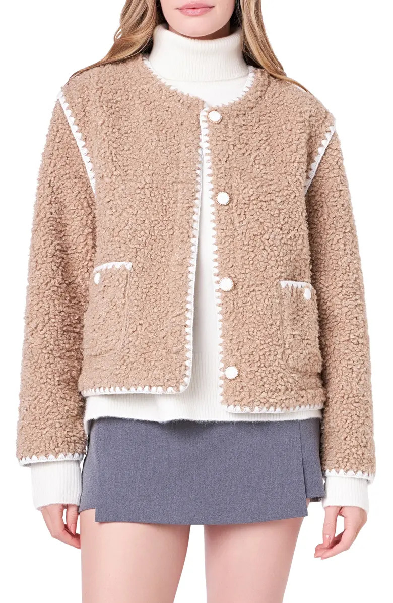 English Factory Premium Contrast Trim Faux Shearling Jacket | Nordstromrack | Nordstrom Rack
