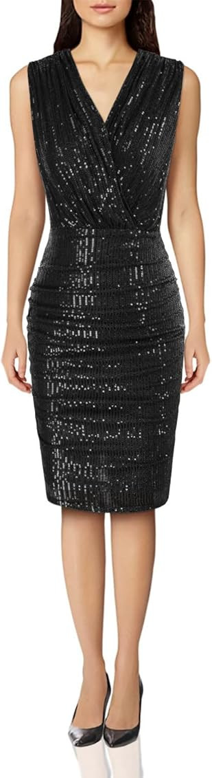 GRACE KARIN Women's Retro Long Sleeve Ruched Wrap Party Pencil Dress | Amazon (US)