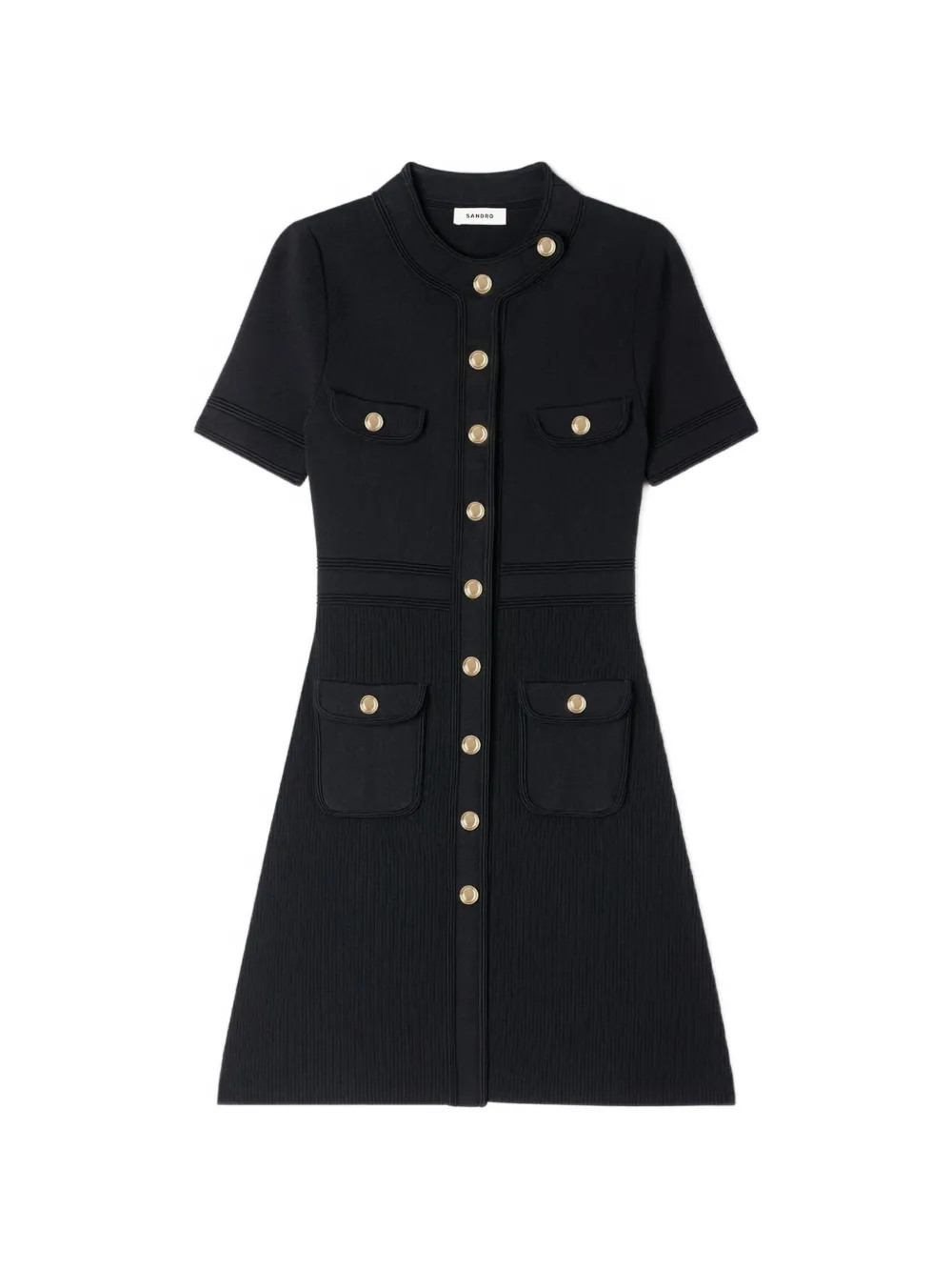 SANDRO button-up knit mini dress - Black | Farfetch Global