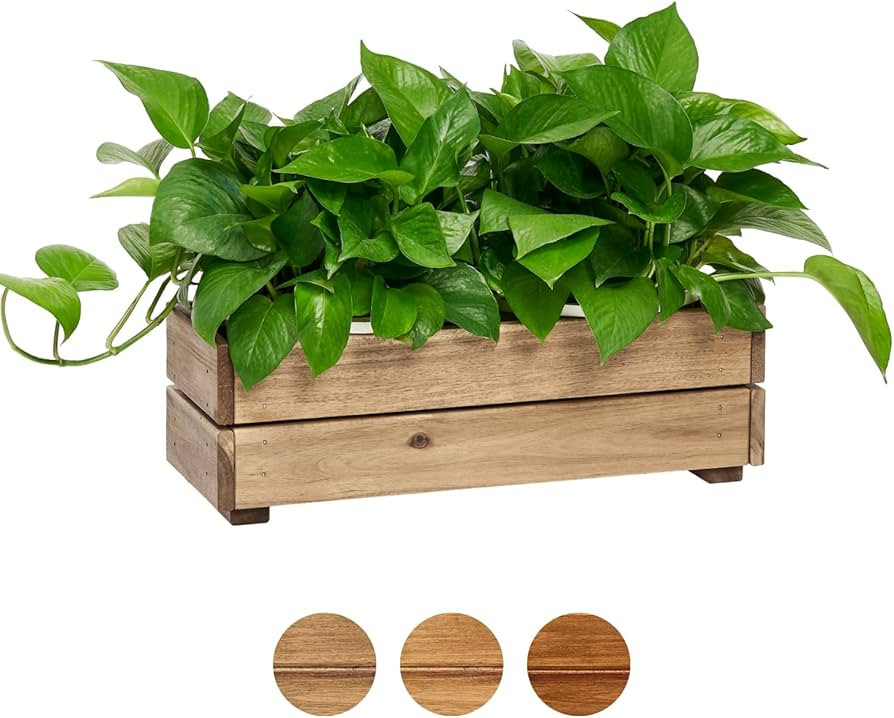 Wooden Planter Box, Storage Box 17”L x6”W x5.5”H with Crate Style, Acacia Wood Flower Conta... | Amazon (US)